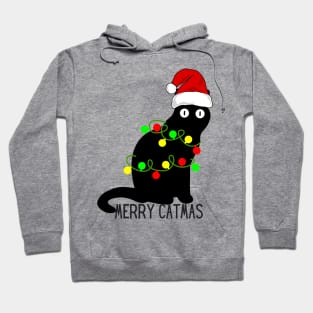 Merry Catmas Black Cat Christmas Hoodie